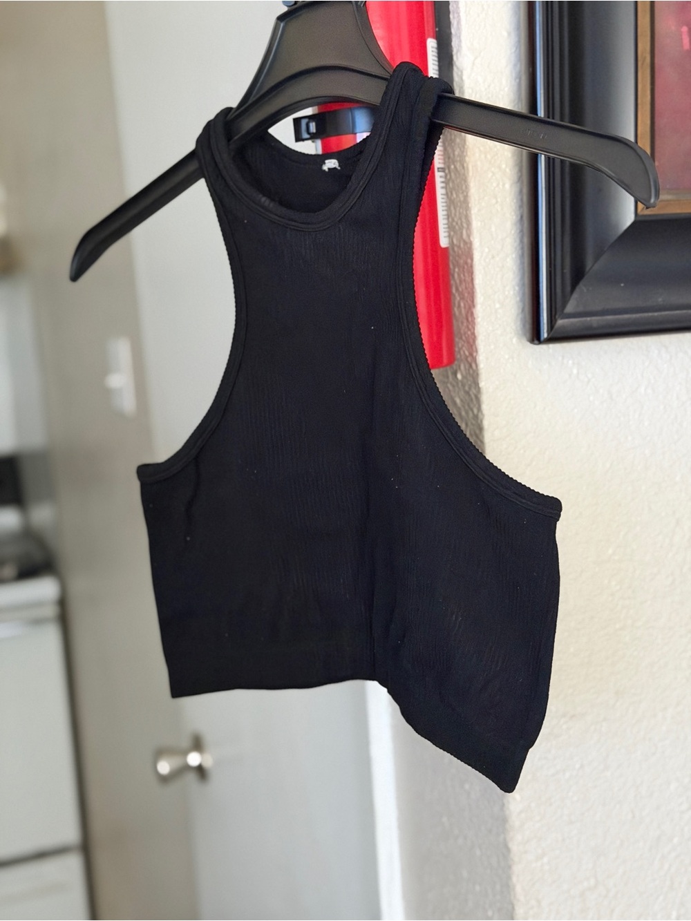 Zara Black Ribbed Racerback Crop Tank - Picture 3 of 5